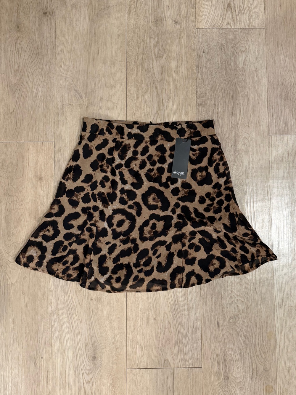 NWT Nasty Gal Leopard Print Chiffon Mini Skirt - Brown & Black